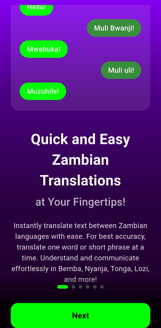 TranslateZM Home Screen