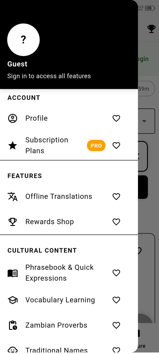 TranslateZM Gamification Screen
